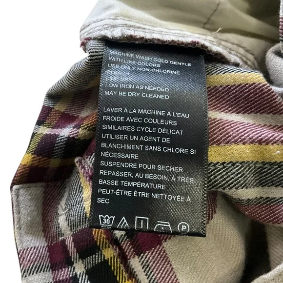 Urban Outfitters Plaid Cargo Pants Beige Yellow Burgundy Women's Size Small - Picture 8 of 8